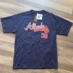 Atlanta Braves Navy Graphic Tee Lowe & Number 32